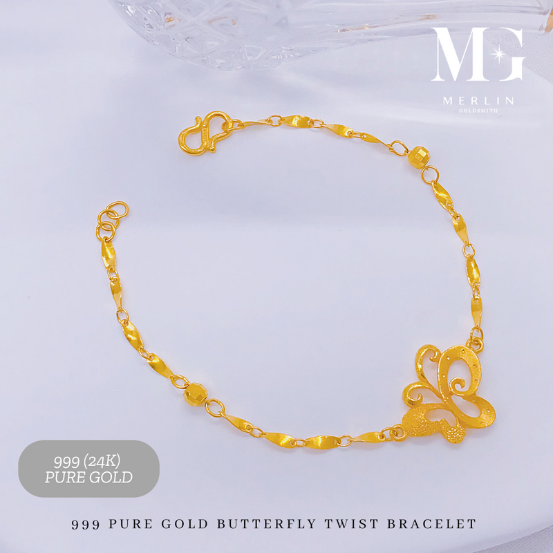 999 pure gold butterfly twist bracelet by Merlin Goldsmith Singapore