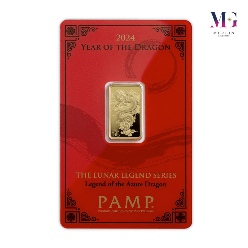 999 Pure Investment Gold PAMP 5 Gram Gold Bar Exclusive Year of the Dragon