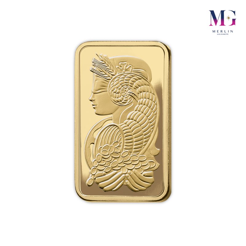 20g gold bar with Lady Fortuna and cornucopia design from Merlin Goldsmith