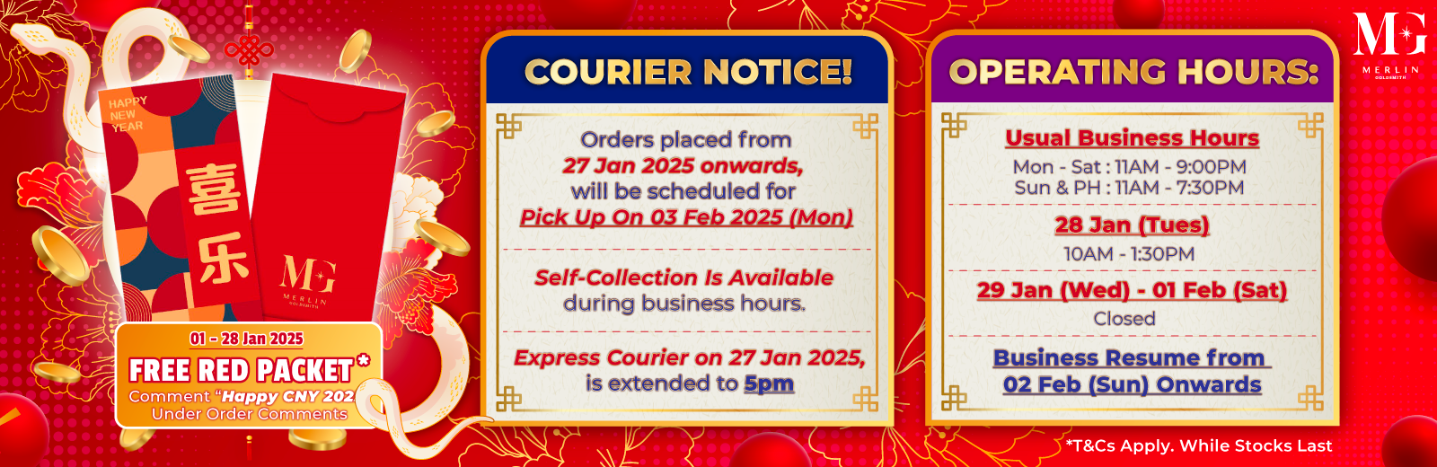 CNY RED PACKET & COURIER INFORMATION