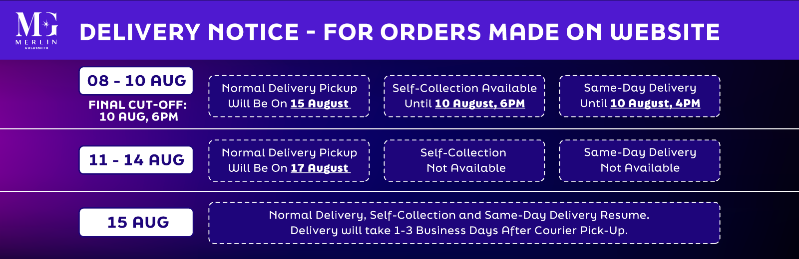 IMPORTANT COURIER UPDATE