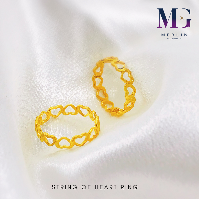 916 Gold String Of Hearts Ring