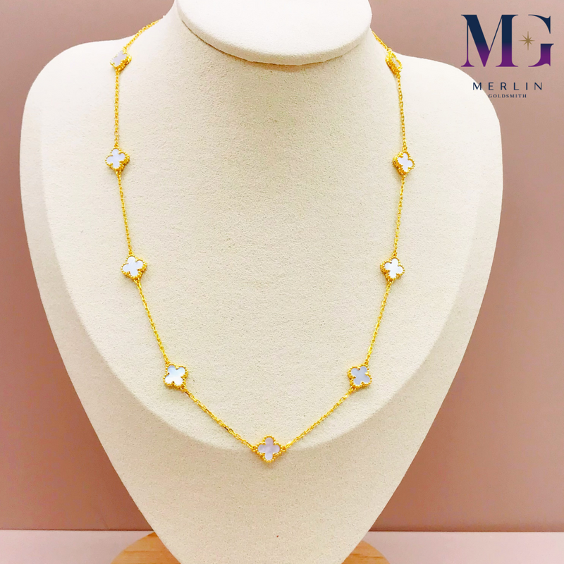 916 Gold Mother Of Pearl Mini Clover Necklace