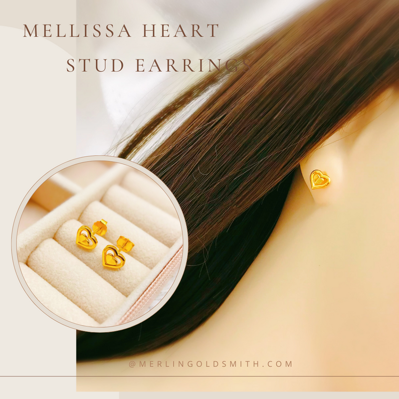 916 Gold Melissa Heart Stud Earrings