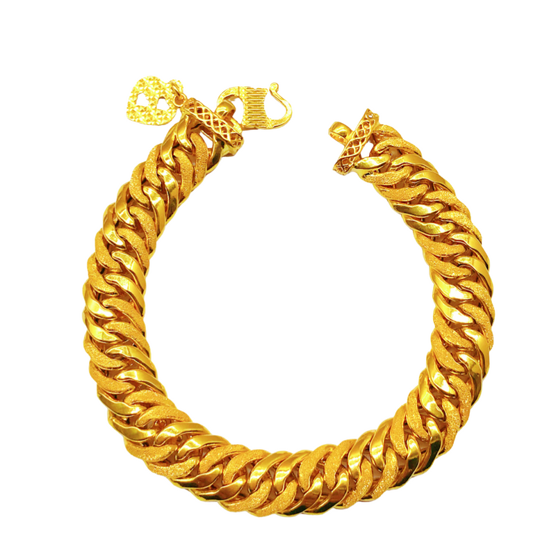 916 Gold [9MM] Hollow Sand Dust Cuban Bracelet