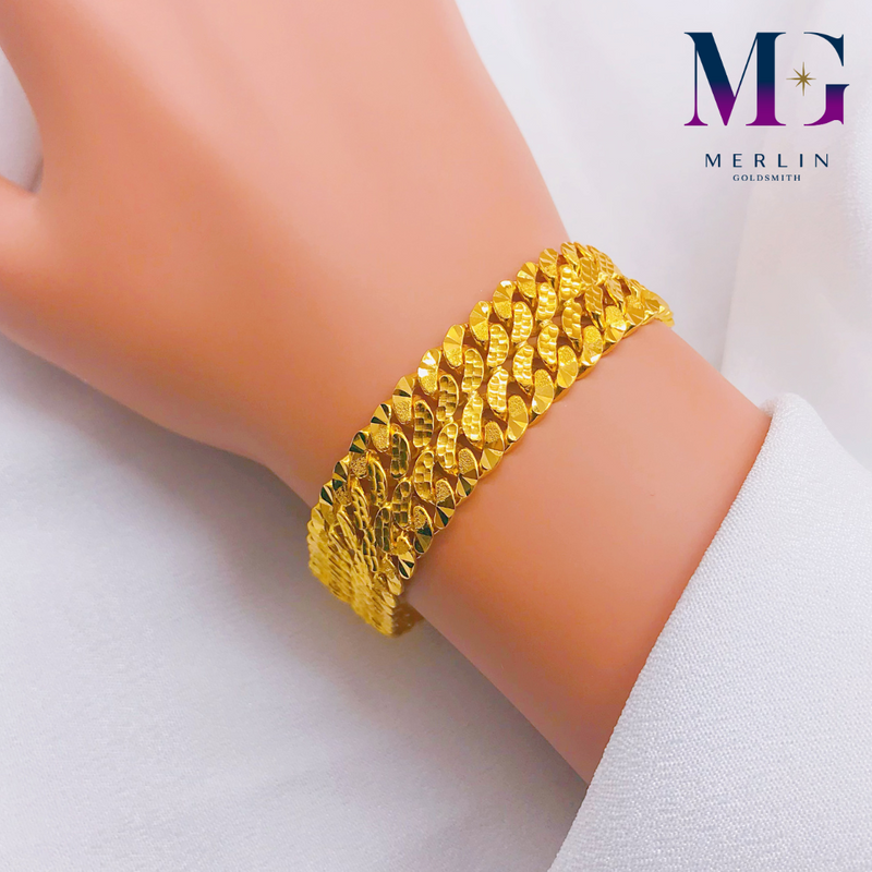 916 Gold (14mm) Double Hollow Stamping Bracelet