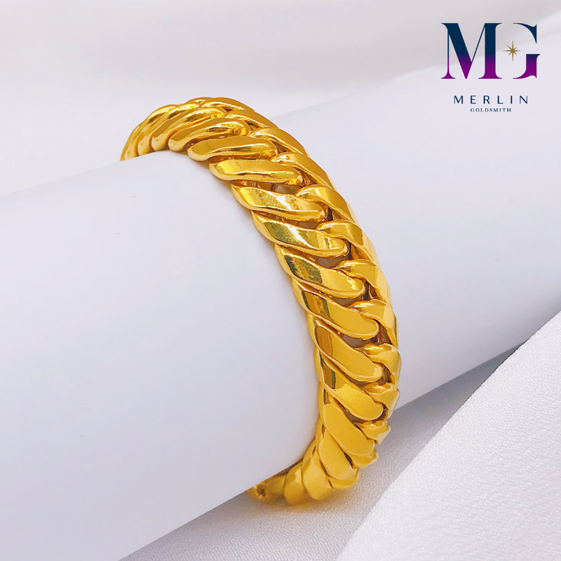 916 Gold (14mm) High Polishing Glossy Hollow Lipan Bracelet