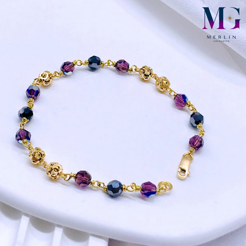 916 Gold Handmade (5mm) Purple x Classic Black Crystal Bracelet