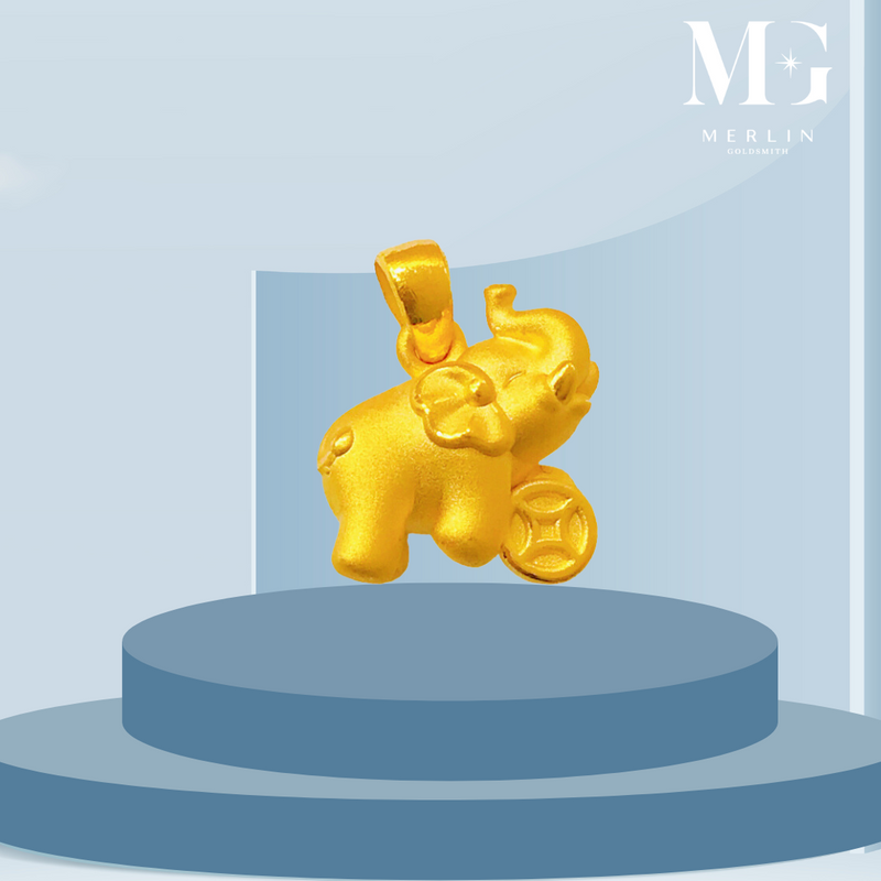 999 Pure Gold 3D Playful Lucky Elephant