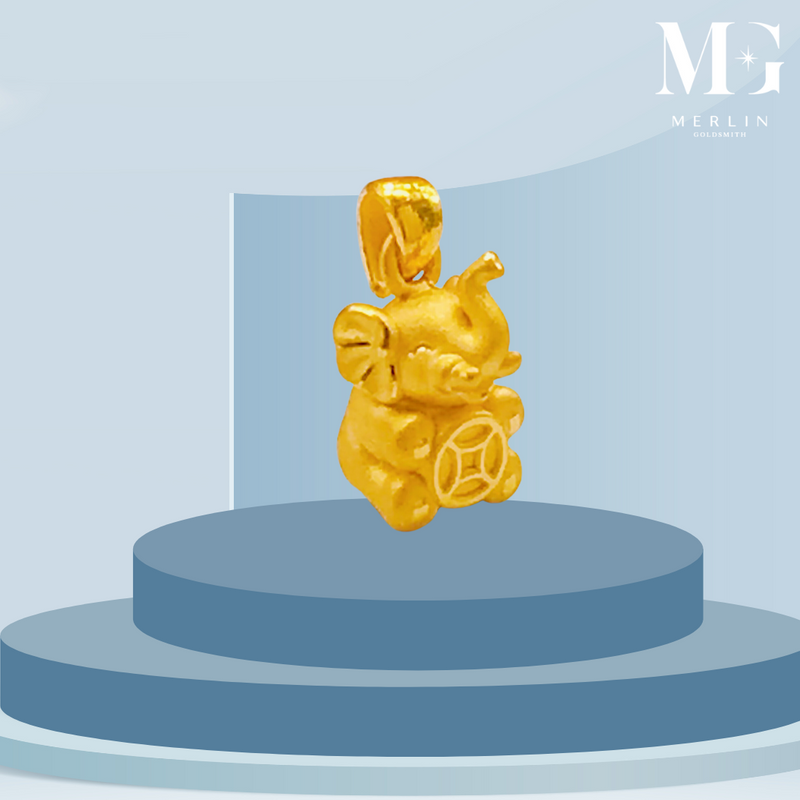 999 Pure Gold 3D Triumph Elephant Pendant