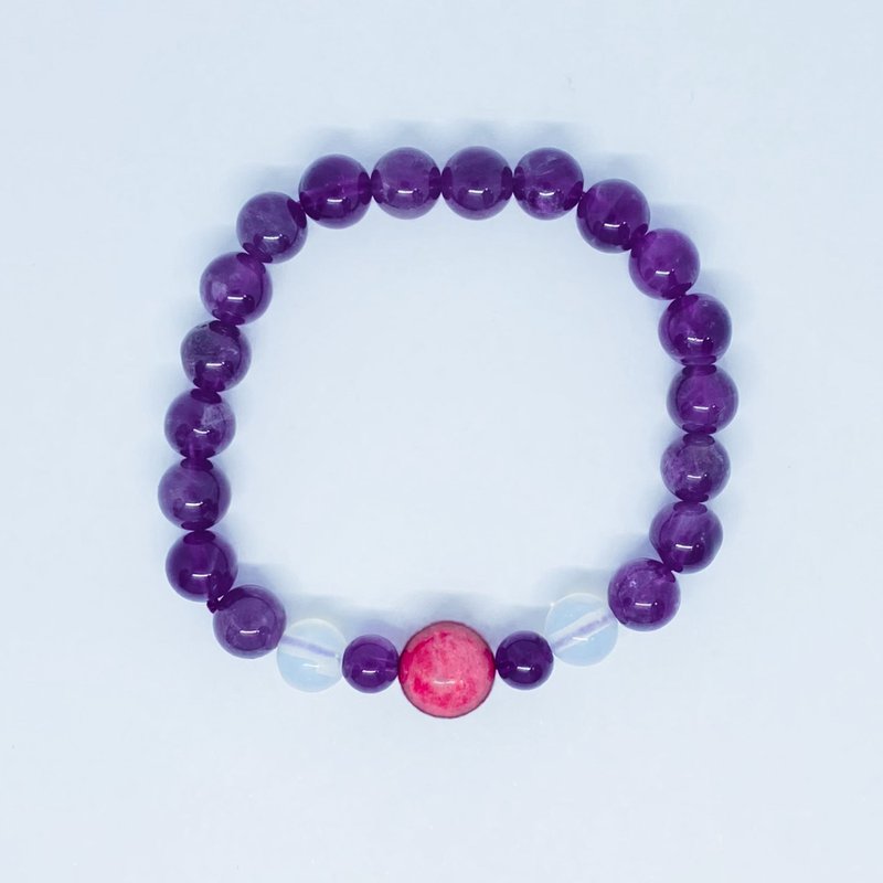 Attraction Crystal Beads Bracelet (Red Tourmaline / Amethyst / Moonstone)