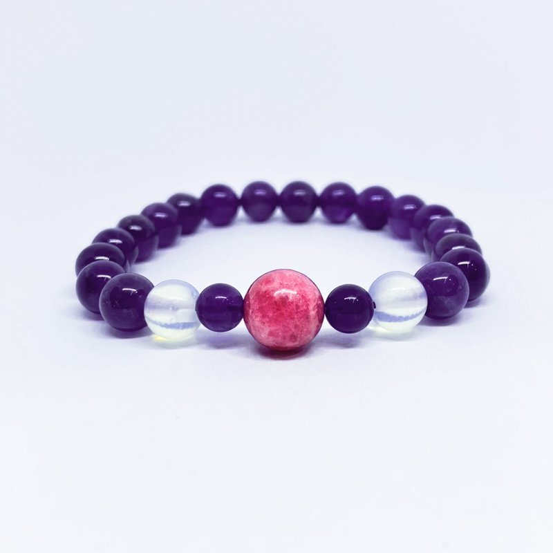 Attraction Crystal Beads Bracelet (Red Tourmaline / Amethyst / Moonstone)