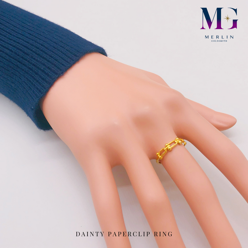 916 Gold Dainty Paperclip Ring