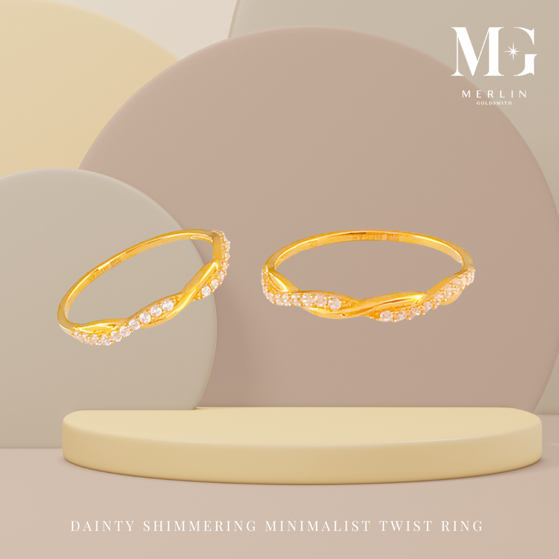 916 Gold Dainty Shimmering Minimalist Twist Ring