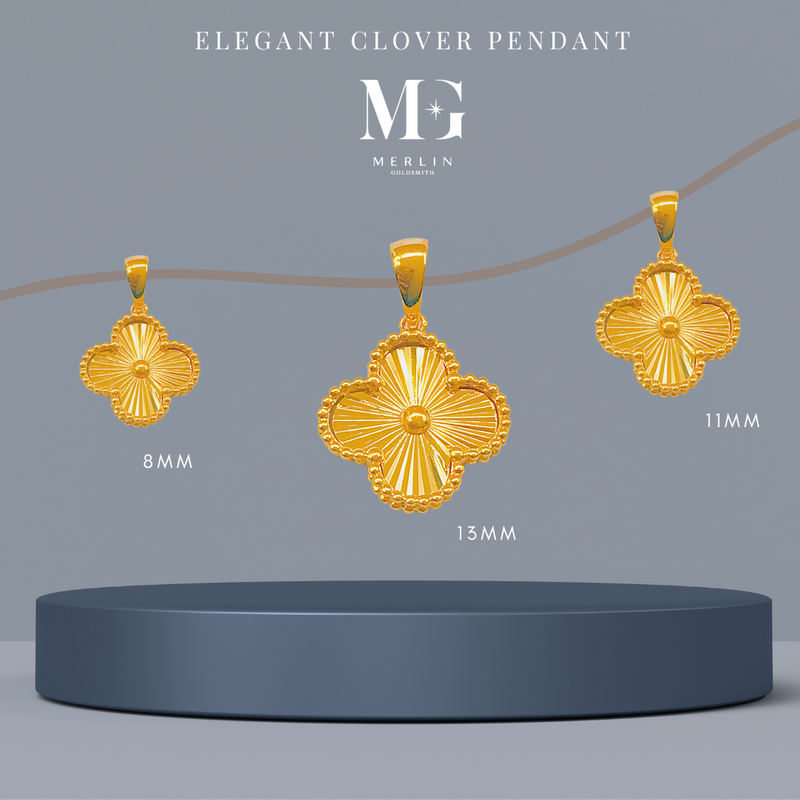 916 Gold Elegant Clover Pendant (Gold)