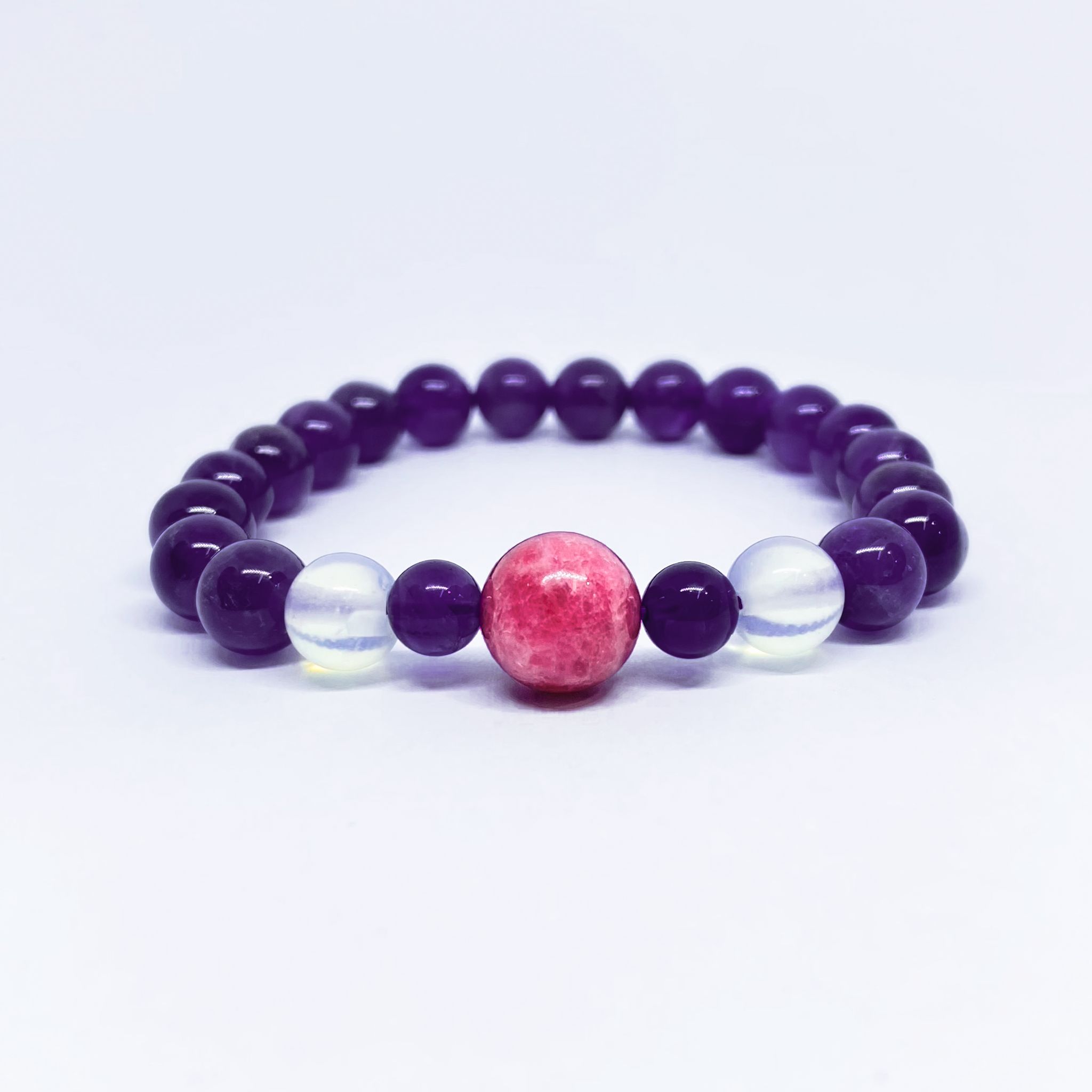 Attraction Crystal Beads Bracelet Red Tourmaline Amethyst Moonstone