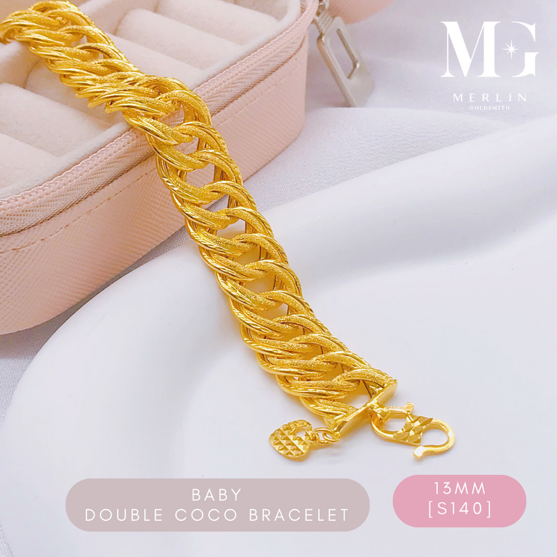 916 Gold Baby Double Coco Bracelet (13mm / S140)