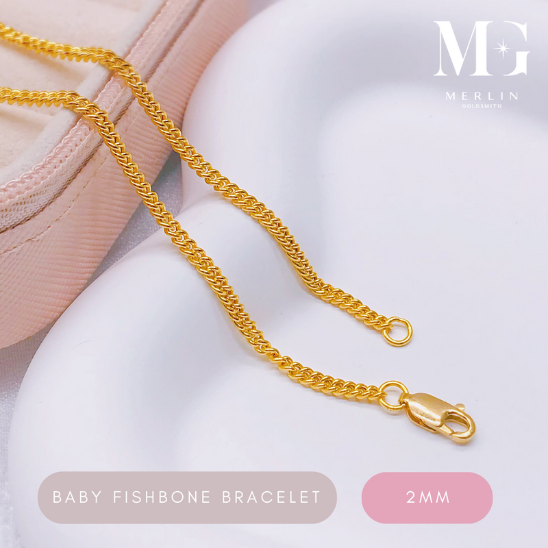 916 Gold 2mm Baby Fishbone Bracelet