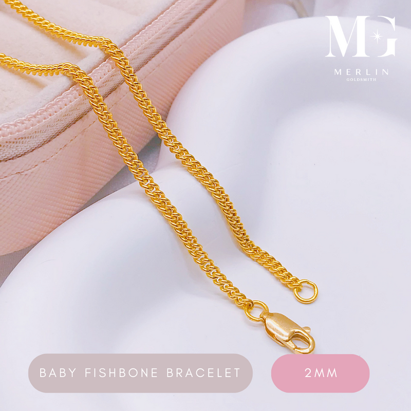 916 Gold 2mm Baby Fishbone Bracelet