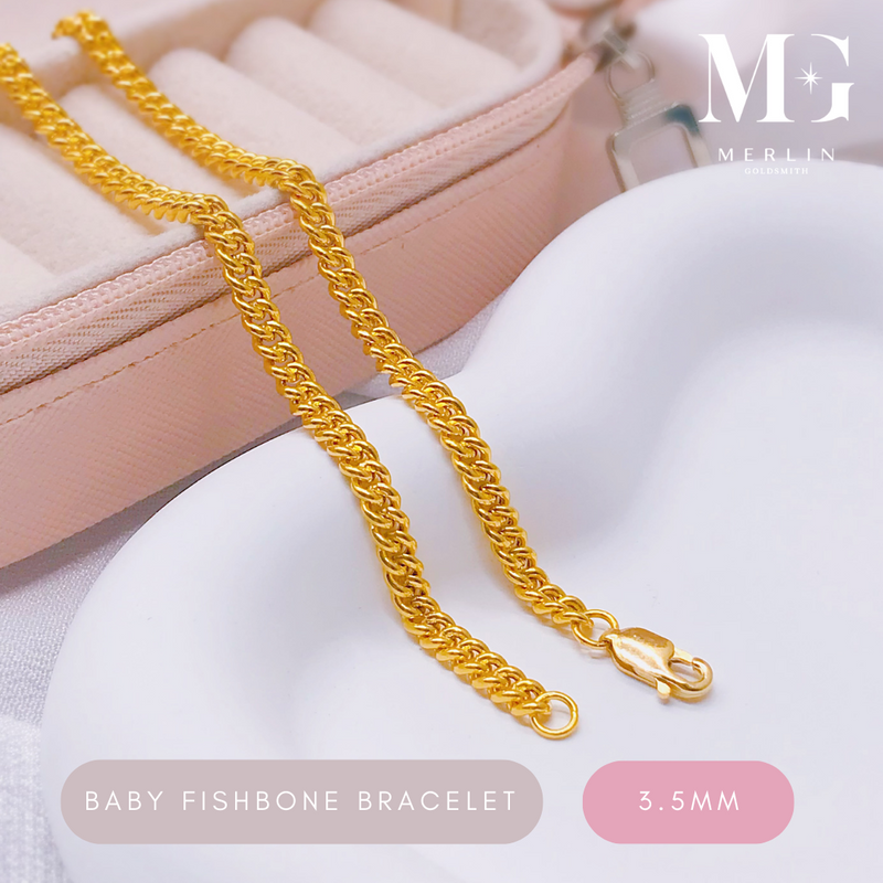 916 Gold 3.5mm Baby Fishbone Bracelet