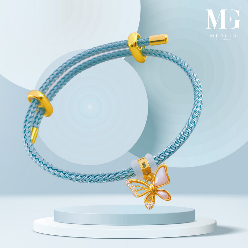 916 Gold Ginnie Series - Butterfly Charm Paired with Nylon Braided Bracelet