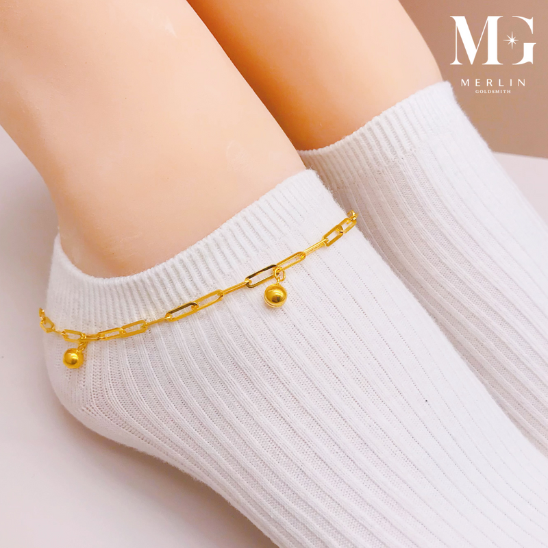 916 Gold Link Chain with Dangling Three Bell Anklet