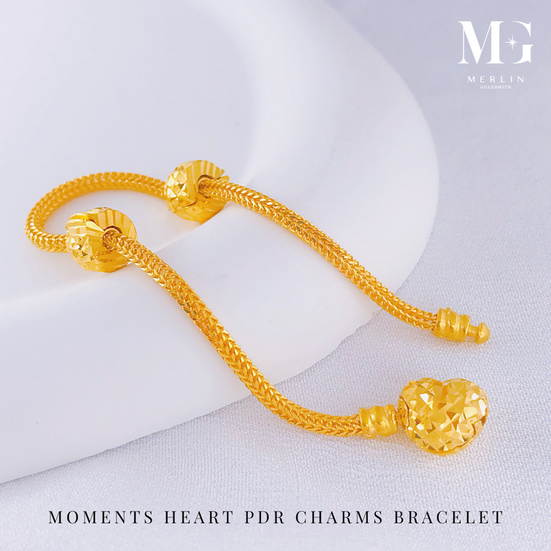916 Gold Moments Heart PDR Bracelet comes with stopper