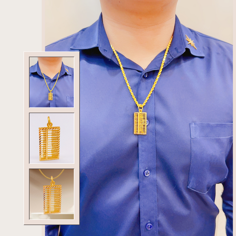 916 Gold Classic Large Abacus Pendant (13 Rows with Movable Abacus Beads)