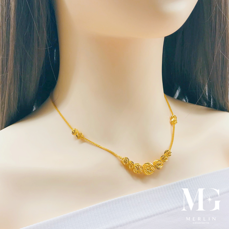 916 Gold Classy Ball Necklace
