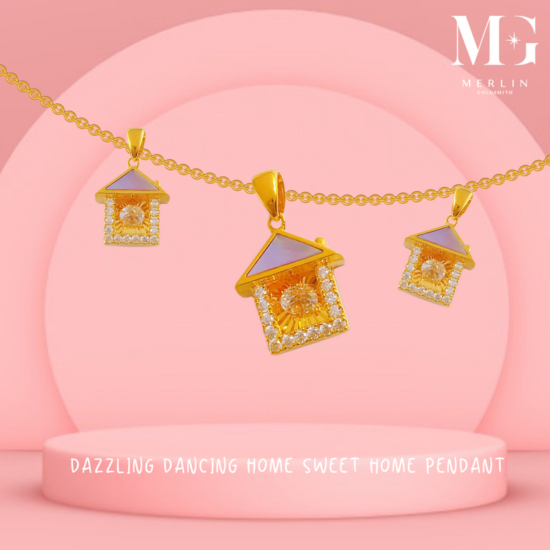 916 Gold Dazzling Dancing Home Sweet Home Pendant