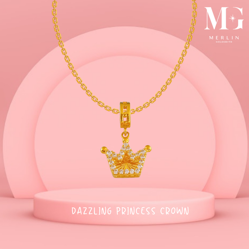 916 Gold Dazzling Princess Crown Charm / Pendant