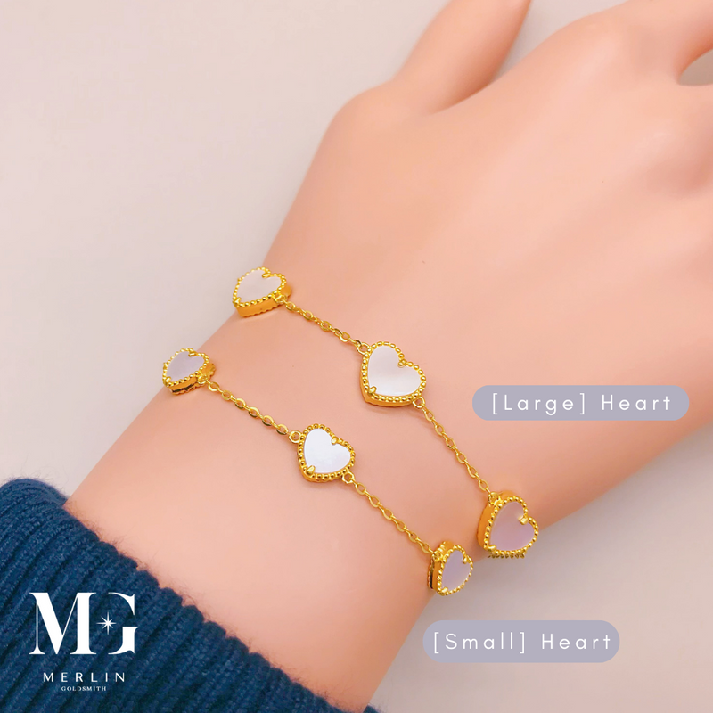 916 Gold Ginnie Series - Braided Heart Bracelet (Sakura Pink)