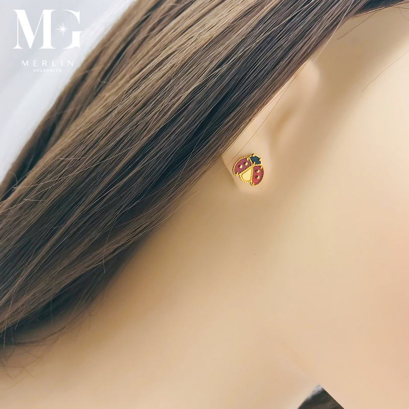 916 Gold Ladybug Stud Earrings