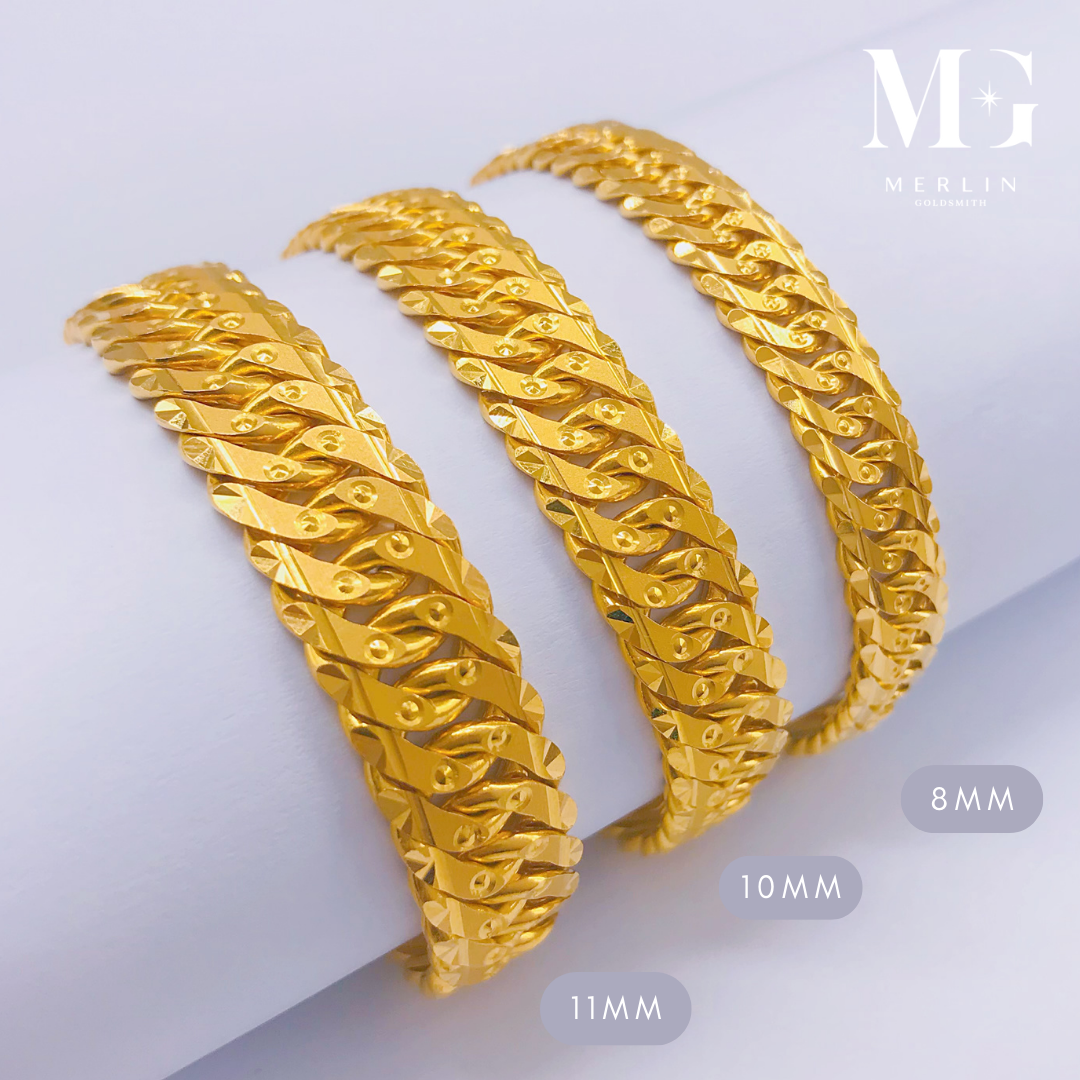 Mens gold bracelet diamond cut hotsell