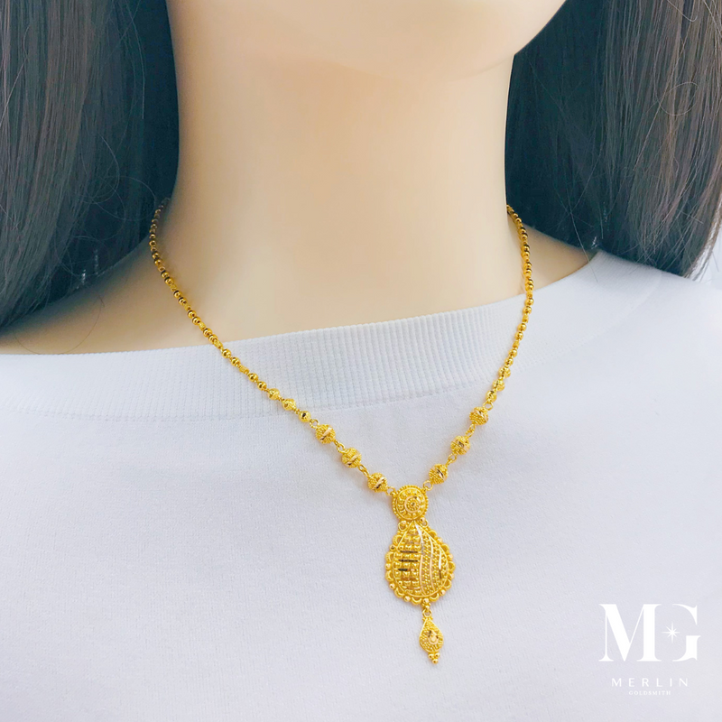 916 Gold Kolkata Necklace - D04