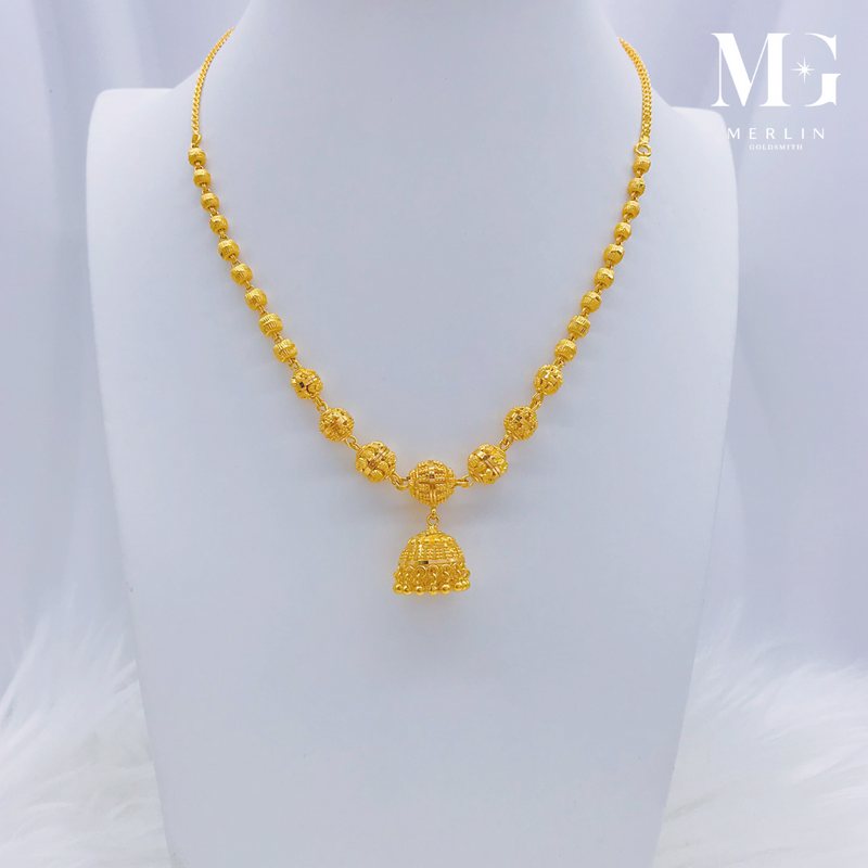 916 Gold Kolkata Necklace with Dangle Jimiki - 02