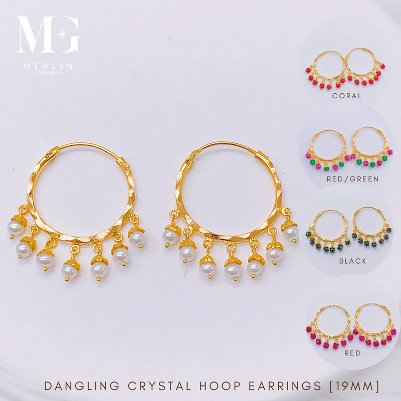 916 Gold (19mm) Dangling Crystal Hoop Earring