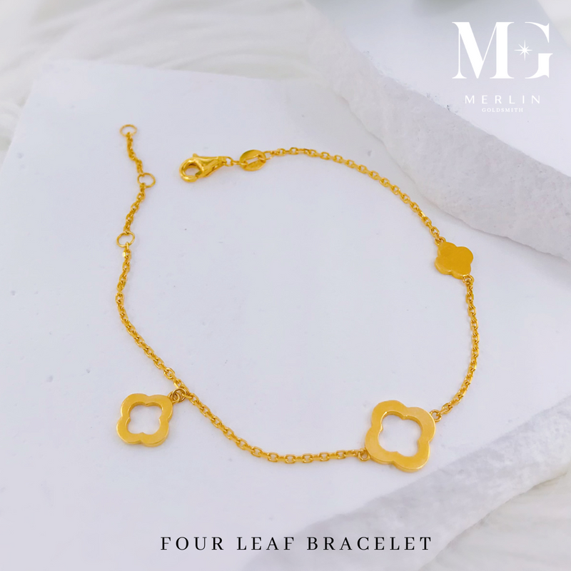 916 Gold Four Leaf Bracelet