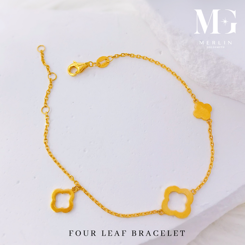 916 Gold Four Leaf Bracelet