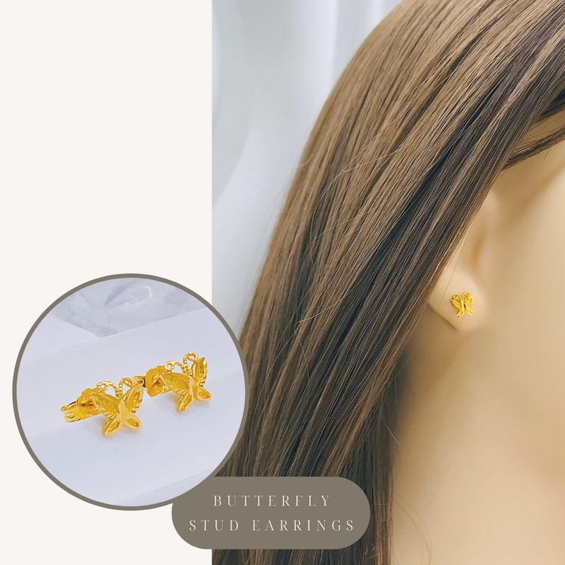 916 Gold Butterfly Stud Earrings