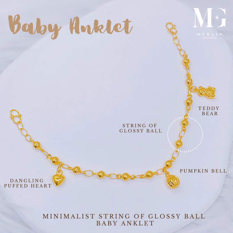 916 Gold Classic Ball Series Baby Anklet [BA05]