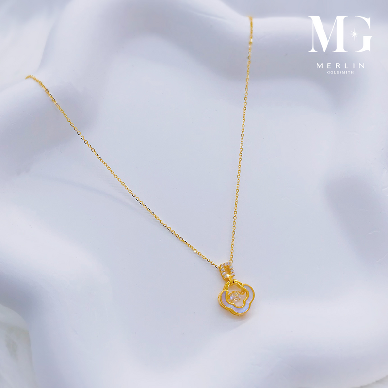 916 Gold Dangle Clover Necklace