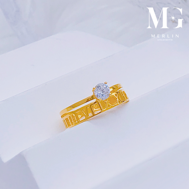916 Gold Roman Numeral Ring (Setting with Solitaire Zircon)