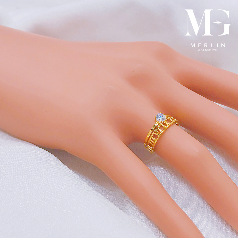 916 Gold Roman Numeral Ring (Setting with Solitaire Zircon)