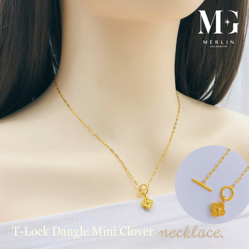 916 Gold T-Lock Elegant Clover Necklace