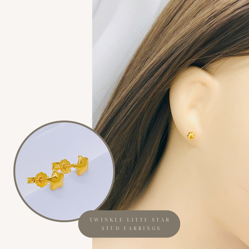 916 Gold Twinkle Little Star Stud Earrings