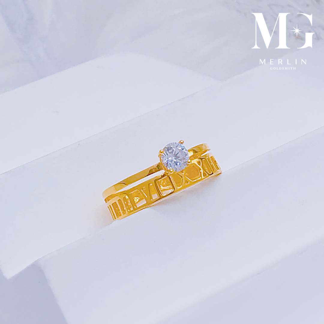 916 Gold Roman Numeral Ring (Setting with Solitaire Zircon) | Merlin ...