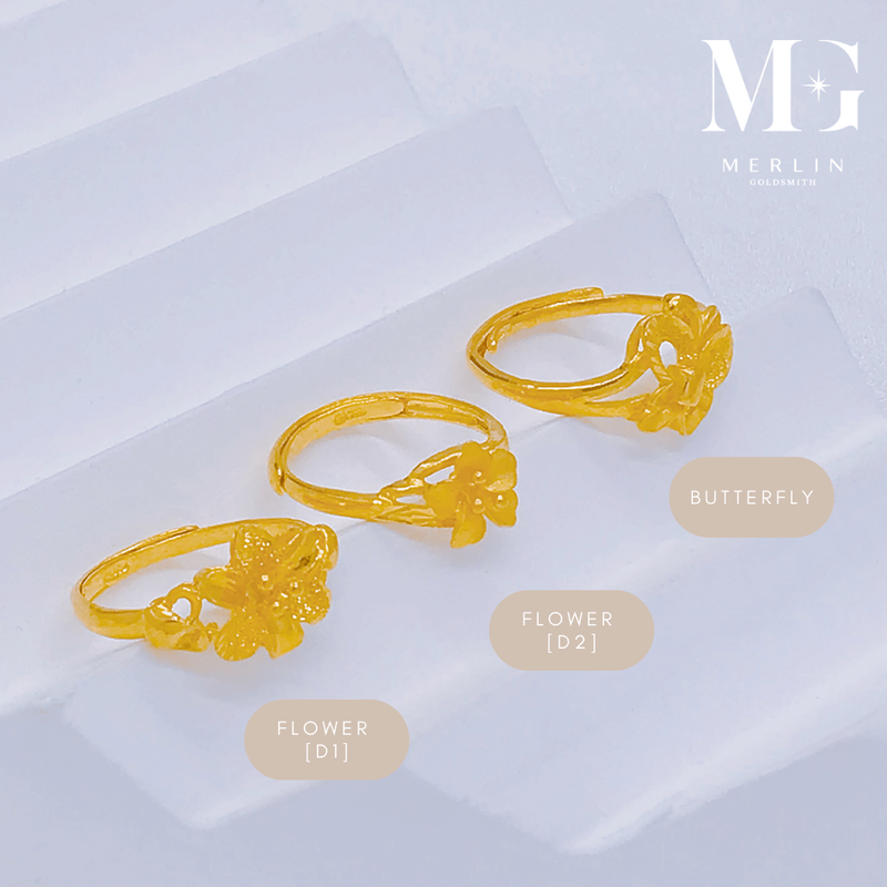 999 (24k) Pure Gold Forest Series Adjustable Ring