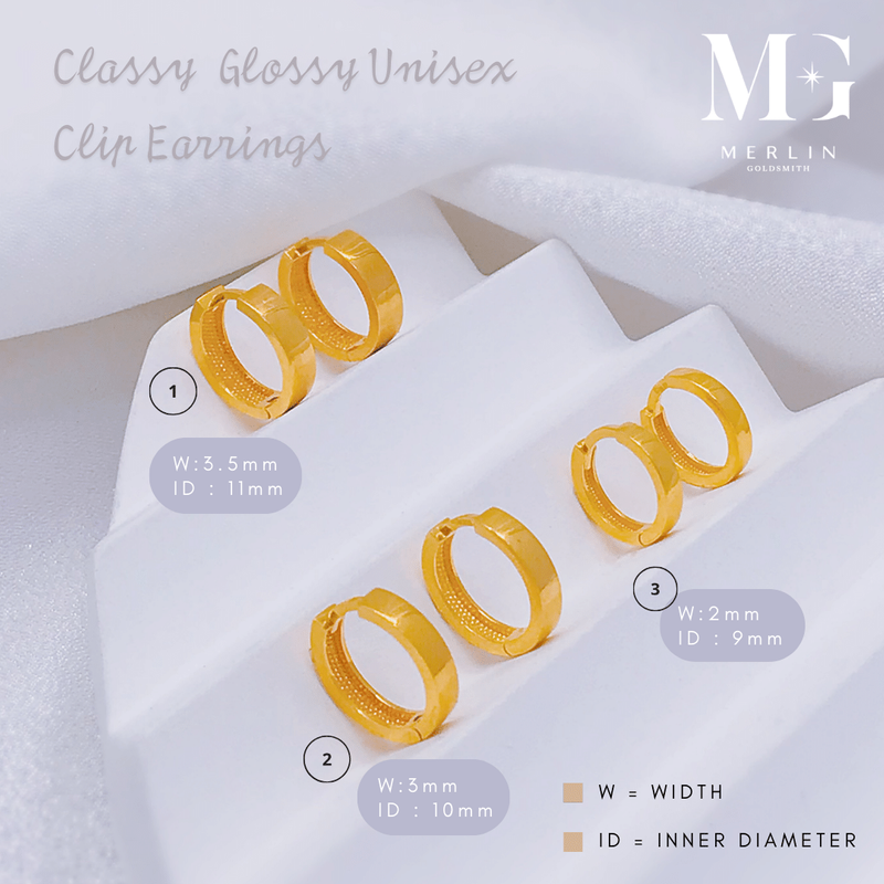 916 Gold Classy Glossy Unisex Clip Earring
