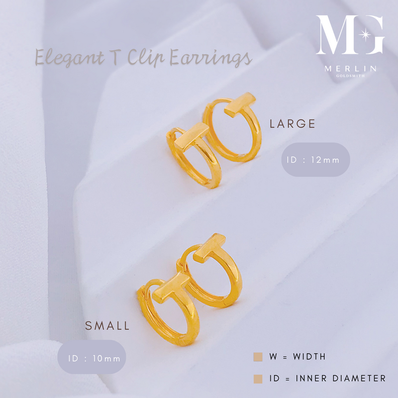 916 Gold Elegant T Clip Earrings
